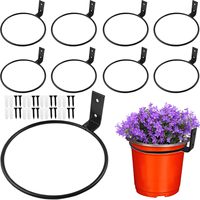 Support mural robuste en fer forgé pour pot de fleurs, anneaux anti-rouille en métal noir pour balcon, clôture, jardin, cour
