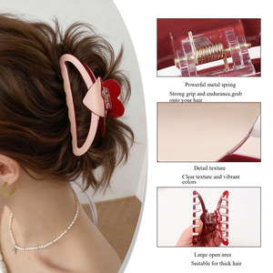 ของขวัญวันวาเลนไทน์ กิ๊บติดผมรูปหัวใจสีตัดกัน ดีไซน์น่ารัก แฮนด์เมด ขนาด 9.8 ซม. สำหรับผู้หญิง - Product Image 2