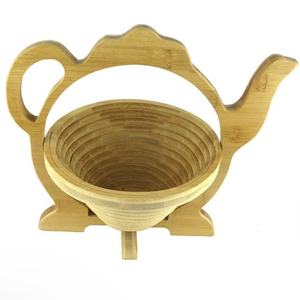 Corbeille à fruits en bambou en forme de théière, support de rangement en bois pour fruits et légumes, idéal pour la présentation - Product Image 3