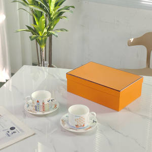 High Quality Luxury Bone China Coffee Mug Teacup Gold Line Ceramic Modern Tea Cup and Saucer Sets for Wedding - Product Image 4