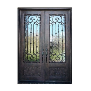 Diseño de doble vidrio Catálogo de imágenes Modelo simple Puerta de hierro forjado principal rotura térmica - Product Image 5