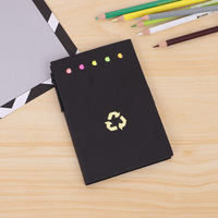 Mini bloc-notes à couverture rigide écologique, format poche, petite combinaison de notes autocollantes avec bloc-notes à stylo