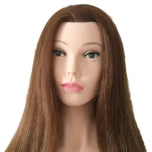 Reale Dei Capelli Umani Salon Practice Parrucchiere Taglio di Capelli di Formazione Testa di Manichino Mannequin Testa di Bambola Con Le Spalle