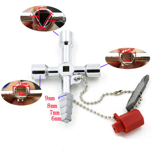 Multi Functional Square <b>Head</b> Key Wrench 156mm Chrome Plated Steel Industrial Grade For Elevator Train Door Water Meter Valve - Product Image 2