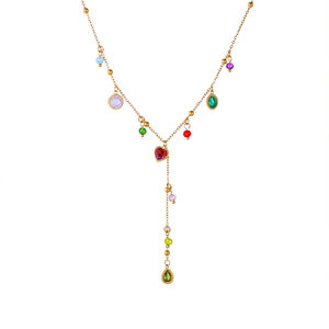 Fatingna Polyvalent Simple Femmes En Acier Inoxydable Pendentif Collier Goutte D'eau Géométrique Couleur pour Doux Amour Bijoux - Product Image 3