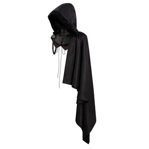 Manteau gothique, costume médiéval noir, tenue de cosplay d'Halloween avec capuche pour spectacle sur scène - Product Image 1