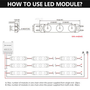 Module LED 3 LED 1W IP65 Étanche SMD 2835 pour enseigne lumineuse et boîte à lettres - Product Image 5