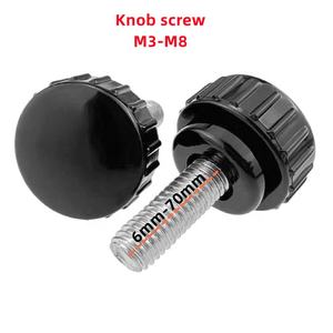 M3 M4 M5 M6 M8 M10 M12 Carton Stainless <strong>Threaded</strong> Knurled Head Thumbscrew Black Plastic Round Handle Adjustment Thumb <strong>Knob</strong> Screw - Product Image 2