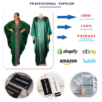 Robes Africaines Tendance Y20804 pour Femmes, Vêtement en Rayonne, Manches Chauve-Souris, Col en V, Strass, Robe Boubou Longue pour l'Église