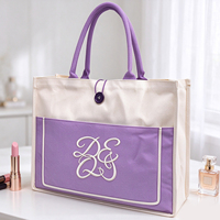 Sac fourre-tout en toile personnalisé à blocs de couleur pour femme, broderie monogramme, cadeau pour demoiselle d'honneur, sac de shopping personnalisé pour mariage