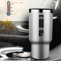 Tasse Chauffante de Voiture 12V en Acier Inoxydable, Bouilloire 500ML pour Café, Mug Chauffé, Thermos Isotherme avec Design Circulaire Thermique