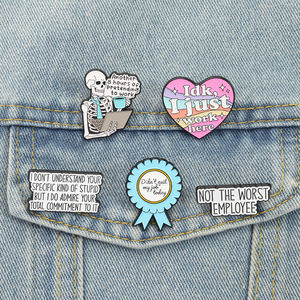 Tidak keluar pekerjaan saya hari ini Enamel Pin lucu bekerja kutipan bros kerah Lapel lencana kreatif kantor Humor perhiasan hadiah untuk teman-teman - Product Image 1