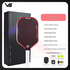 ไม้พายพิคเคิลบอลสีแดงรุ่นที่สี่ ทำจากคาร์บอนไฟเบอร์เคฟลาร์ T700 ลายเฮอร์ริงโบน เหมาะสำหรับการแข่งขัน แกนในแบบรังผึ้ง - Product Image 2