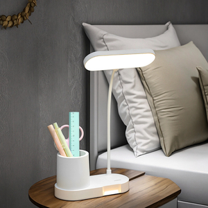 3 Trong 1 Bàn Đèn Không Dây Nhựa Cổ Ngỗng Văn Phòng Nghiên Cứu Cạnh Giường Ngủ Có Thể Sạc Lại Cảm Ứng Bàn Đèn Với Chủ Bút Ánh Sáng Ban Đêm - Product Image 3