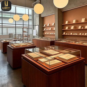 Gabinete de exhibición de joyería hecho a mano personalizado privado escaparate de madera moderno iluminación LED resistente duradero para negocios minoristas - Product Image 3