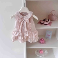 Nouvelle Robe d'été pour Bébé Fille, Col Rabattu, Nœud, Sans Manches, Jupe Enfant, Vêtements Mignons pour Enfants