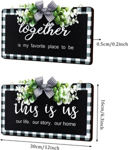 2 ชิ้น Buffalo ลายสก๊อตไม้ป้ายตกแต่งผนังชนบท Buffalo ลายสก๊อตป้ายสีดําและสีขาว Vintage ฟาร์มเฮาส์ตกแต่งสําหรับบ้าน - Product Image 4