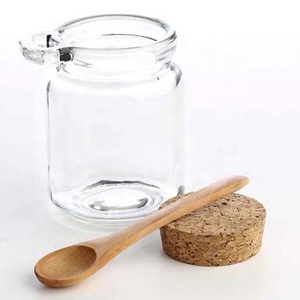 Bouteille en verre pour sel de bain en gros, pot cosmétique de 250 ml, bouteille en verre de 8 oz avec cuillère en bois et couvercle en liège - Product Image 1