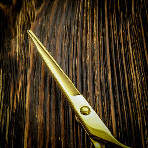 Tijeras de Peluquería Profesionales Inoue Kazaki Doradas de 6 Pulgadas con Cabeza Recta, Acero Inoxidable Cromado y Mango Corto - Product Image 2
