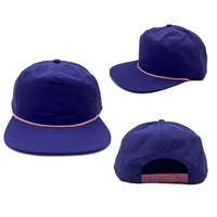 Gorra de Béisbol Personalizada con Parche de Tela Bordado, Sin Estructura, de Cinco Piezas, con Cierre a Presión, Impermeable, con Borde Plano y Cuerda, Venta al Por Mayor