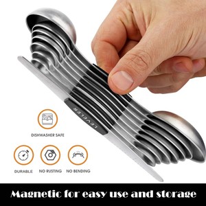 Cuchara de Metal apilable de acero inoxidable de alta resistencia, nivelador, juego de cucharas medidoras magnéticas para medir ingredientes secos y líquidos - Product Image 3
