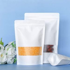 Bolsas de Papel Kraft Biodegradables Pre-Hechas con Cierre Ziplock, Doypack Personalizadas, Blancas, con Ventana - Product Image 4