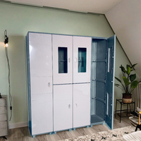 Armoire de rangement moderne à six portes en plastique ABS, panneaux solides, meuble de maison pour vêtements, idéale pour chambre ou salon