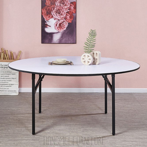 Design moderno PVC legno MFC MDF tavolo da pranzo pieghevole con gambe in acciaio per uso domestico Hotel o ristorante - Product Image 2