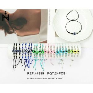 Bracciale a corda con occhielli PULSERA-TUBO taglia 10, in acciaio inossidabile, fatto a mano, con ciondoli - Product Image 1