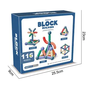 교육 장난감 diy 세 3 + 어린이 장난감 어린이 퍼즐 마그네틱 스티커 116 조각 마그네틱 빌딩 블록 장난감