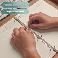 Carnet à anneaux en cuir PU personnalisé avec logo, couverture rigide, 100 feuilles, A5 B5, rechargeable, pour bureau et affaires