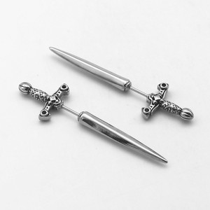 Pendientes con forma de espada y diseño de cruz de acero de titanio, joyería geométrica para fiesta, GZYE-1458 - Product Image 2