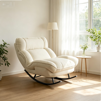 Fauteuil à bascule moderne en tissu doux et confortable pour la peau, chaise longue décorative et relaxante avec structure métallique écologique et inclinable
