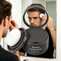 Bedak Penutup Akar Rambut Pria Natural Look, Bebas Talc, dengan Aplikator Spons