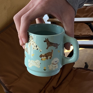 Personalized Blue <b>Ceramic</b> <b>Mug</b> Stacking Coffee <b>Mugs</b> Custom logo Printed - Product Image 2