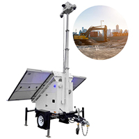 Remolque Móvil Solar para CCTV con Control Remoto 4G/5G, Mástil Alto, Seguridad Fuera de la Red para Obras de Construcción