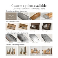 Couteau de chef Damas personnalisé avec logo, acier Damas 67 couches, manche en bois résine, couteau de cuisine de style japonais de 8 pouces avec boîte cadeau
