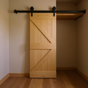 Puerta Corredera de Madera de Pino Macizo Narvik de 37.4x82.7 Pulgadas, Estilo Rústico, para Almacenamiento y Armario, Sin Acabado - Product Image 2