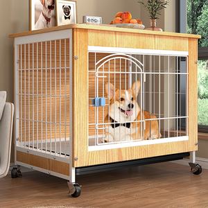 Cage pour petit <span class=keywords><strong>chien</strong></span> moyen Cage pour <span class=keywords><strong>chien</strong></span> en bois avec fermeture à bouton pour Border Collie Teddy Corgi Autres chiens - Product Image 2