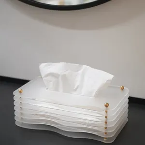 Frosted Custom Shape Acrylic Tissue Box Multilayer Lucite Napkin Holder Box for Coffee Store Decor