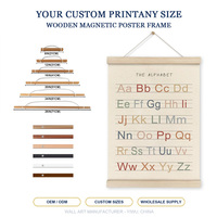 Bingkai Poster Magnetik Kayu Walnut Oak untuk Dekorasi Dinding Ukuran Kustom OEM Logo Terukir Sampel Gratis Pajangan Poster