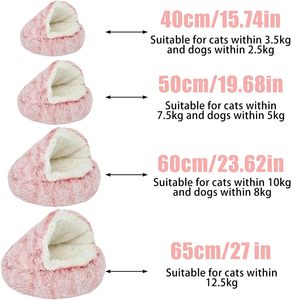 Lit pour chat et chien confortable et écologique, semi-fermé, pour l'intérieur, en peluche imprimée, amovible, lavable, portable, pour l'hiver - Product Image 6