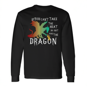 Cool Dragon Flame Spewing Mythical Creature T-shirt à manches longues pour adultes unisexe imprimé numériquement à col rond - Product Image 2