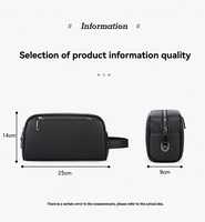 Pochette de voyage en cuir PU pour homme, sac à main d'affaires, pochette antivol, mode, avec serrure à code, grande capacité, dragonne, fermeture éclair, portable