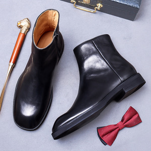 Bottines Chelsea en cuir pleine fleur, style vintage britannique, bottines en cuir véritable pour homme - Product Image 5