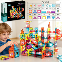 Ensemble de 160 pièces de blocs de construction magnétiques pour circuit de billes 3D DIY, labyrinthe, jouet éducatif pour le développement de la pensée spatiale pour enfants