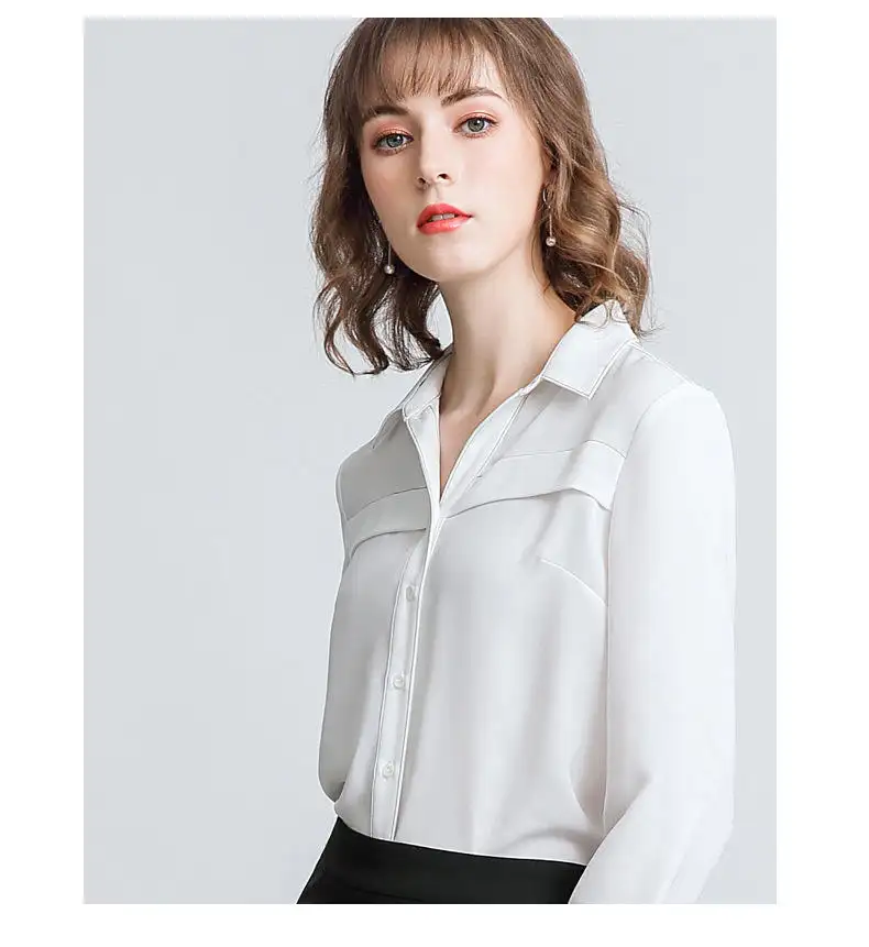 Autumn new white shirts female design sense niche long sleeve professional formal dress V-neck temperament versatile top
