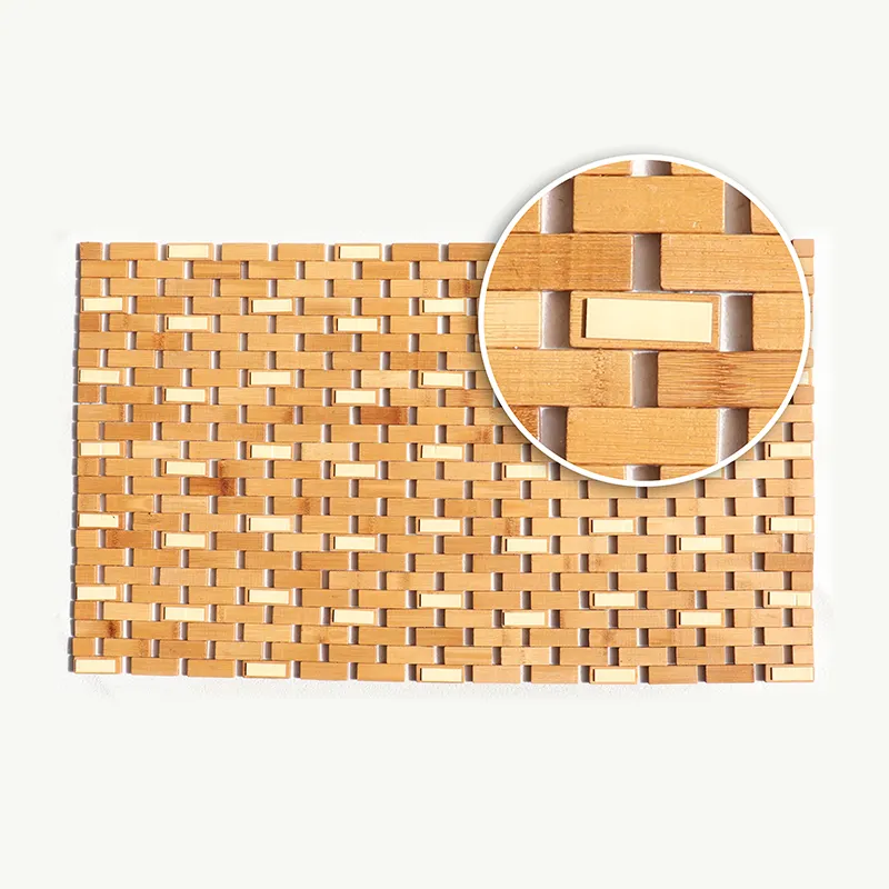 竹製バスルームフロアマット折りたたみ式アニットスリップマット織り竹マット
