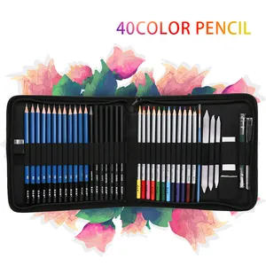 Wholesale Supplies 40pcs Professional Drawing Color Pencils And Sketch Kit