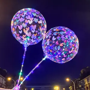 막대기와 Led 풍선 빛나는 투명 보보 풍선 결혼식 생일 파티 장식 키즈 globos ledgive away